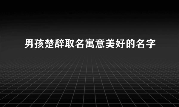 男孩楚辞取名寓意美好的名字