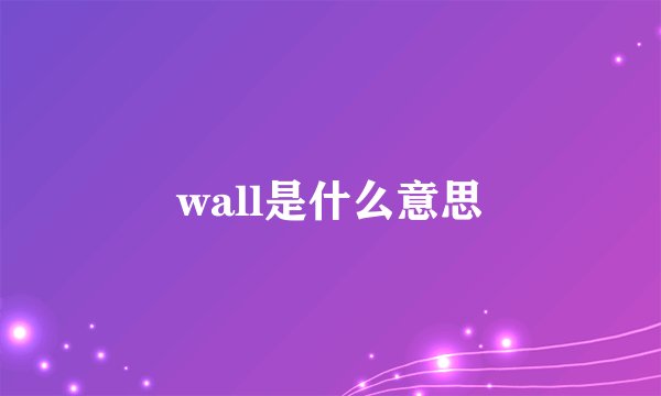 wall是什么意思