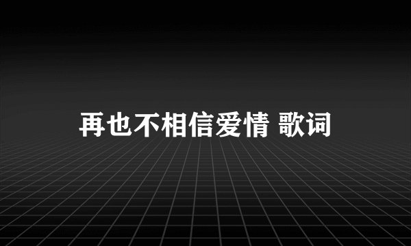 再也不相信爱情 歌词