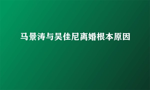马景涛与吴佳尼离婚根本原因