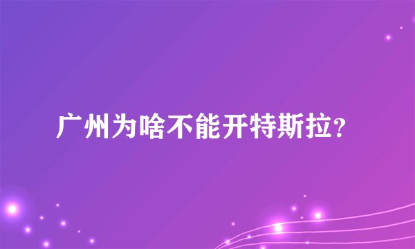 广州为啥不能开特斯拉？