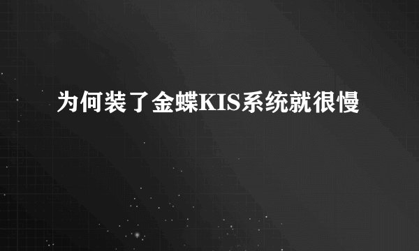 为何装了金蝶KIS系统就很慢