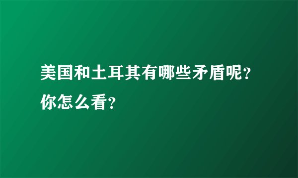 美国和土耳其有哪些矛盾呢?你怎么看?