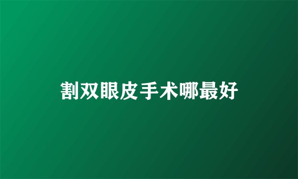 割双眼皮手术哪最好