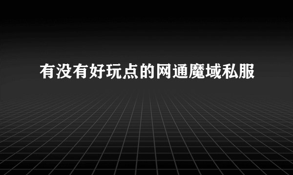 有没有好玩点的网通魔域私服