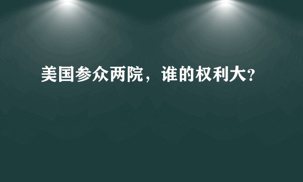 美国参众两院，谁的权利大？