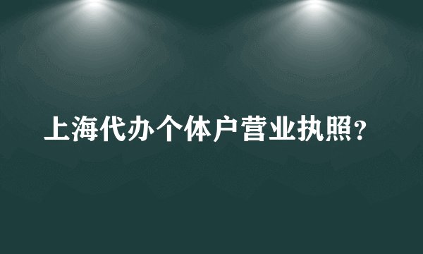 上海代办个体户营业执照？