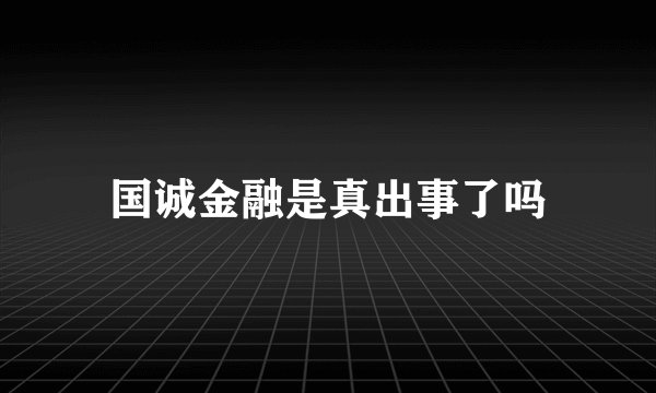 国诚金融是真出事了吗