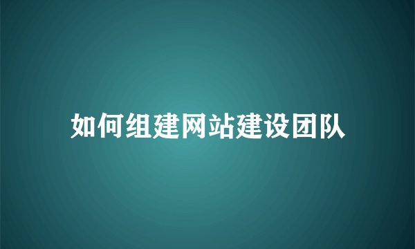 如何组建网站建设团队