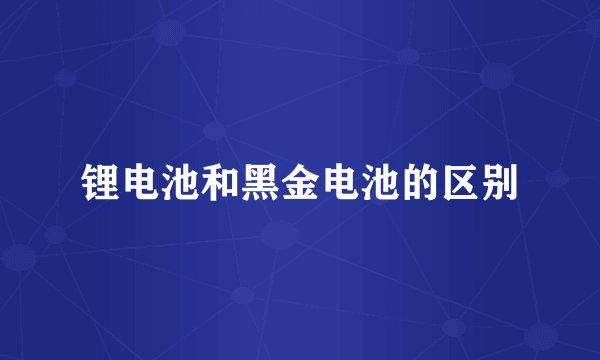 锂电池和黑金电池的区别