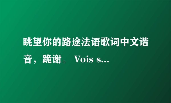 眺望你的路途法语歌词中文谐音，跪谢。 Vois sur ton chemin