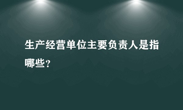 生产经营单位主要负责人是指哪些?