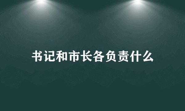 书记和市长各负责什么
