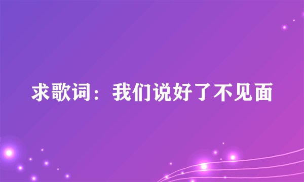 求歌词：我们说好了不见面