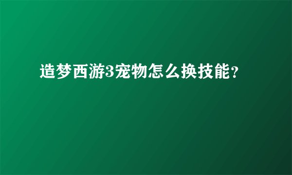 造梦西游3宠物怎么换技能?