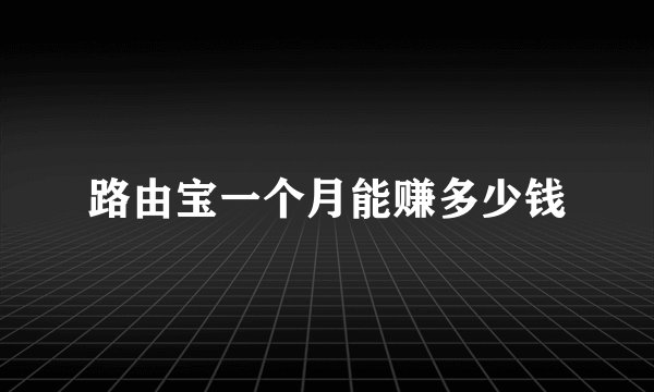 路由宝一个月能赚多少钱