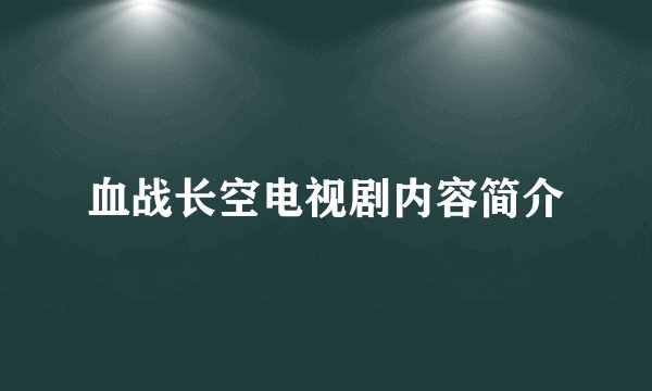 血战长空电视剧内容简介
