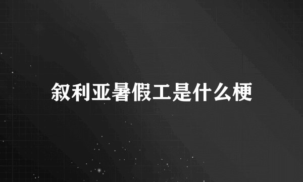 叙利亚暑假工是什么梗