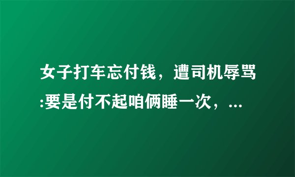 女子打车忘付钱，遭司机辱骂:要是付不起咱俩睡一次，你怎么看？