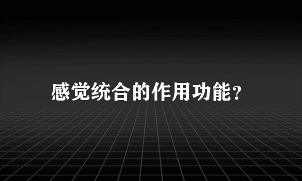 感觉统合的作用功能？