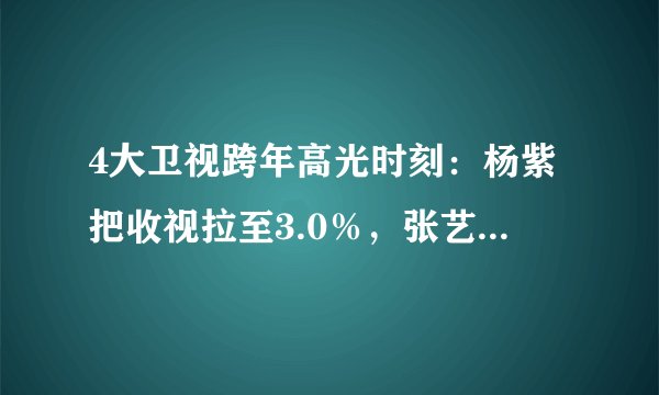 4大卫视跨年高光时刻：杨紫把收视拉至3.0％，张艺兴出来收视大涨