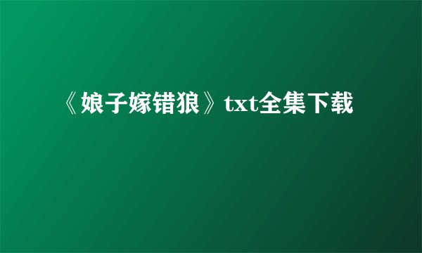 《娘子嫁错狼》txt全集下载