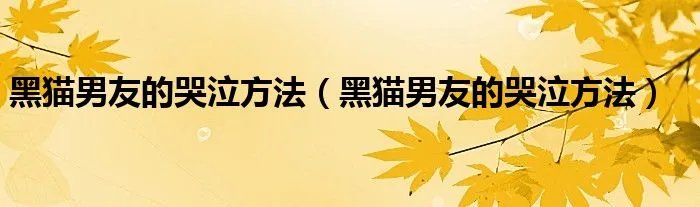 黑猫男友的哭泣方法（黑猫男友的哭泣方法）