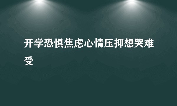 开学恐惧焦虑心情压抑想哭难受