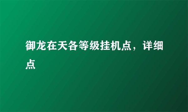 御龙在天各等级挂机点，详细点