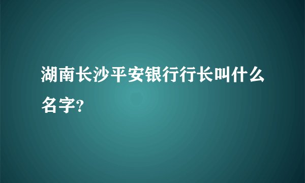 湖南长沙平安银行行长叫什么名字?