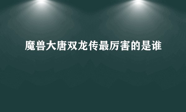 魔兽大唐双龙传最厉害的是谁