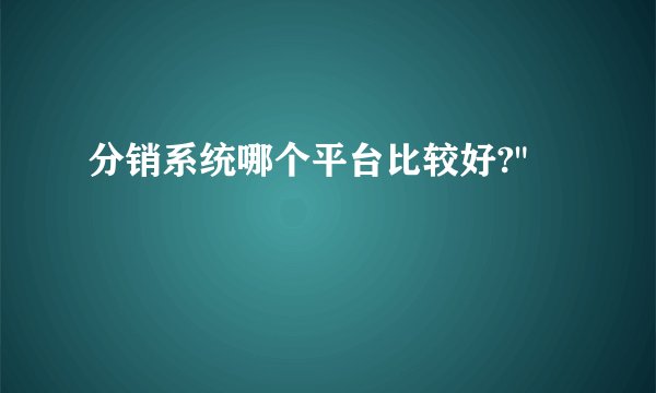 分销系统哪个平台比较好?