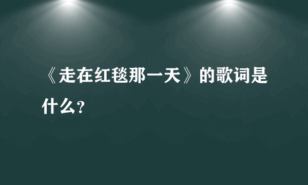 《走在红毯那一天》的歌词是什么？
