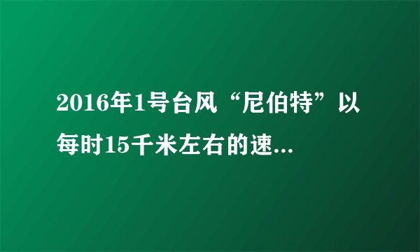 2016年1号台风“尼伯特”以每时15千米左右的速度向西偏西偏北方向移动，台风“尼伯特”3时约移动___千米，n时约移动___千米.
