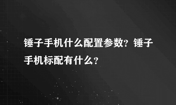 锤子手机什么配置参数？锤子手机标配有什么？