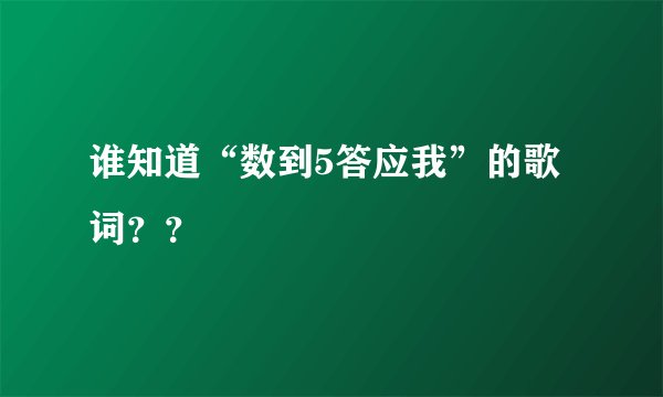 谁知道“数到5答应我”的歌词??