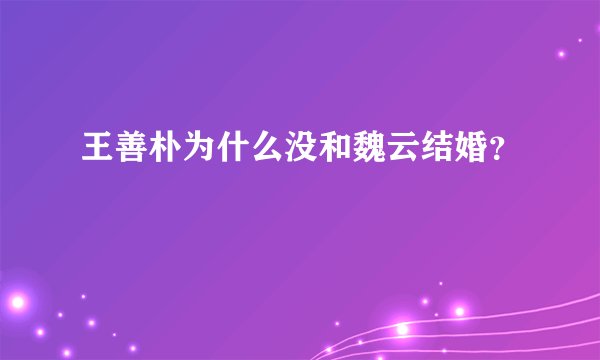 王善朴为什么没和魏云结婚？