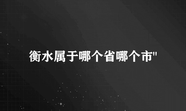 衡水属于哪个省哪个市