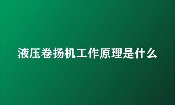 液压卷扬机工作原理是什么