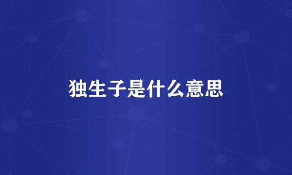独生子是什么意思
