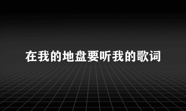 在我的地盘要听我的歌词