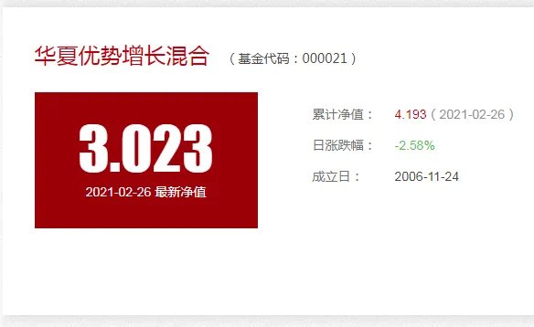 000021华夏优势增长净值？