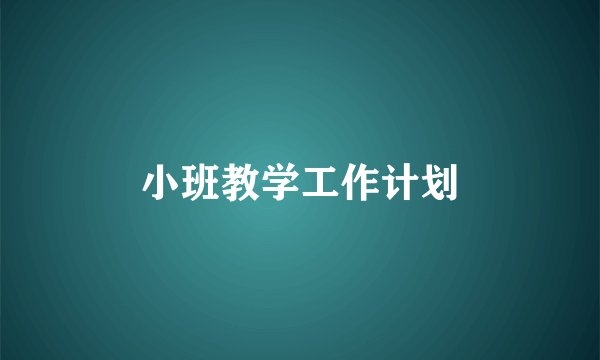 小班教学工作计划