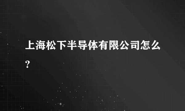 上海松下半导体有限公司怎么？