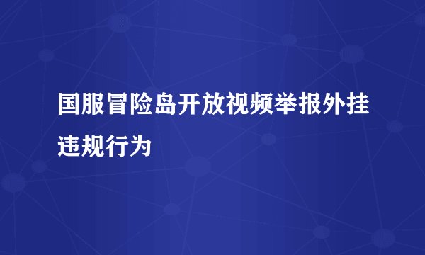 国服冒险岛开放视频举报外挂违规行为