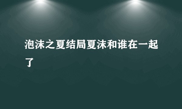 泡沫之夏结局夏沫和谁在一起了