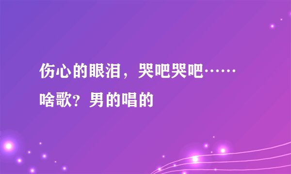 伤心的眼泪，哭吧哭吧…… 啥歌？男的唱的