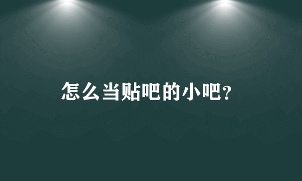怎么当贴吧的小吧？