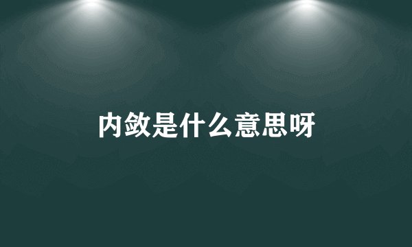 内敛是什么意思呀