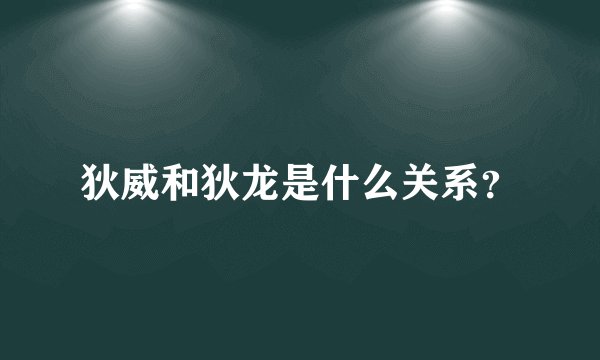 狄威和狄龙是什么关系？